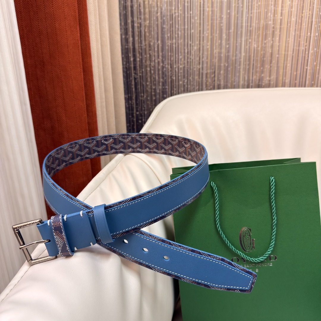 Gucci GG Canvas Leather Belt Blue