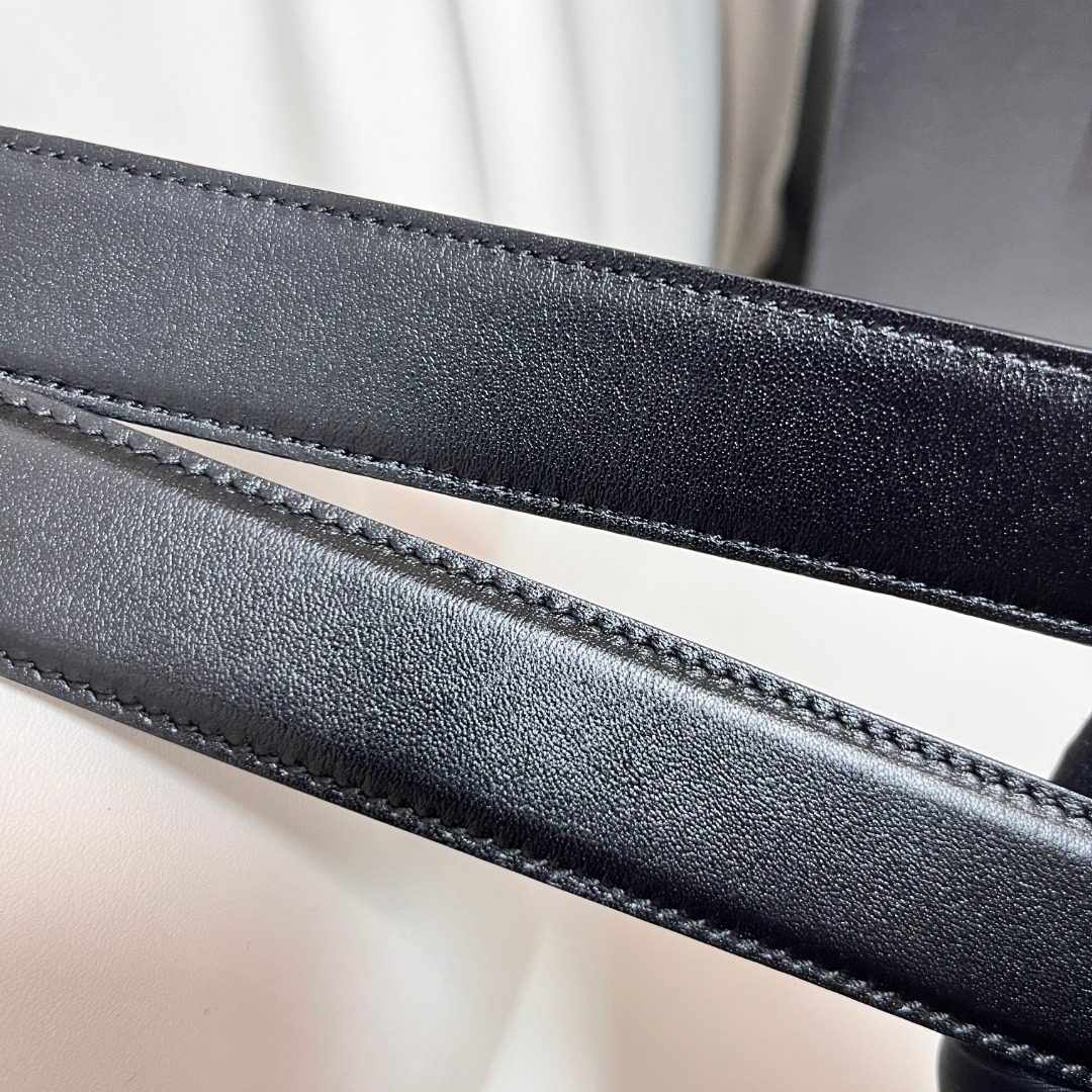 Saint Laurent YSL Black Leather Belt