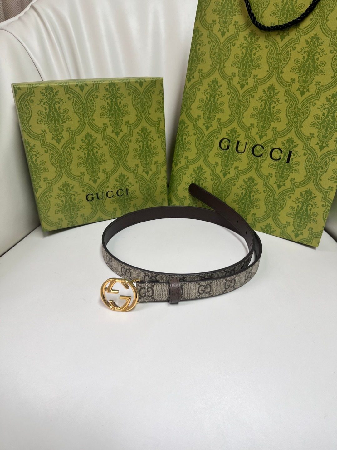 Gucci GG Supreme Canvas Leather Belt