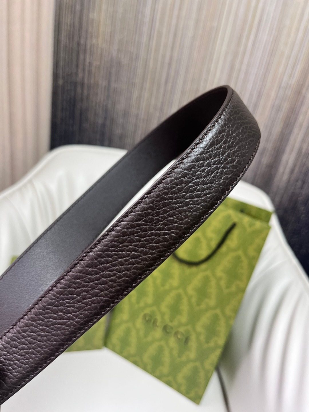 Gucci GG Damask Black Leather Belt