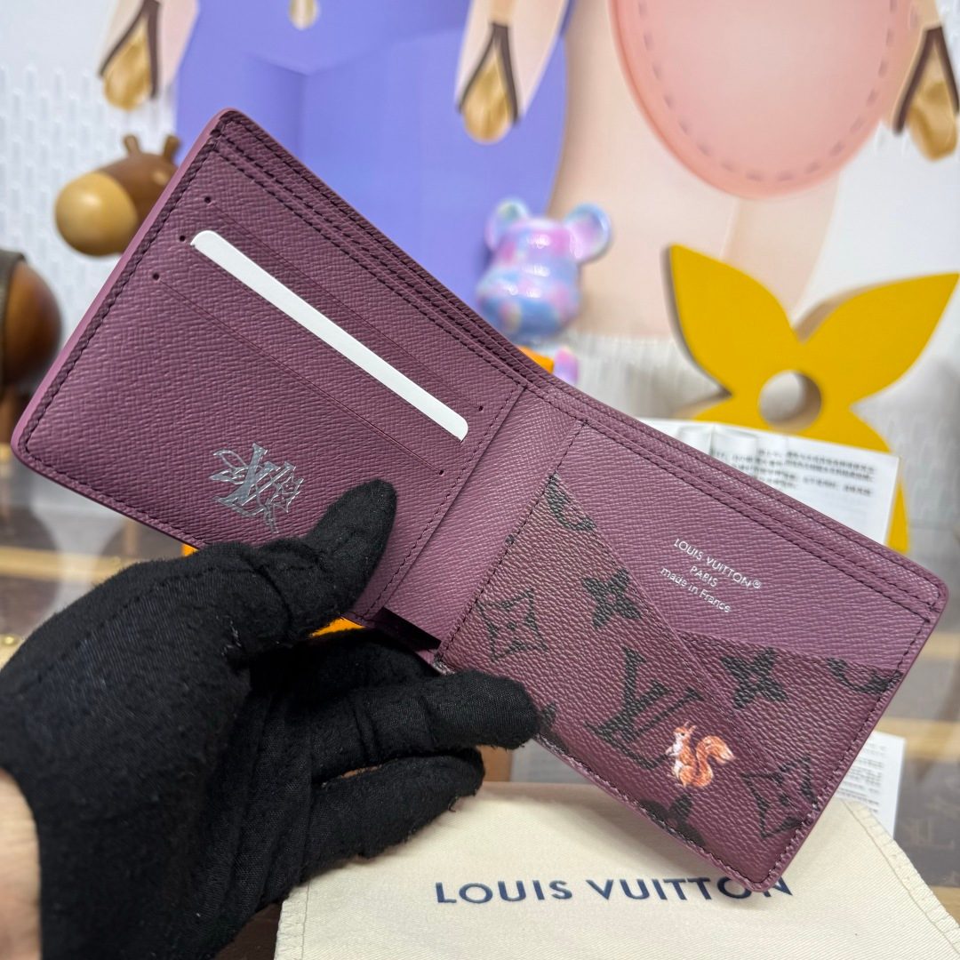 Louis Vuitton Damier Ebene Bifold Wallet Purple