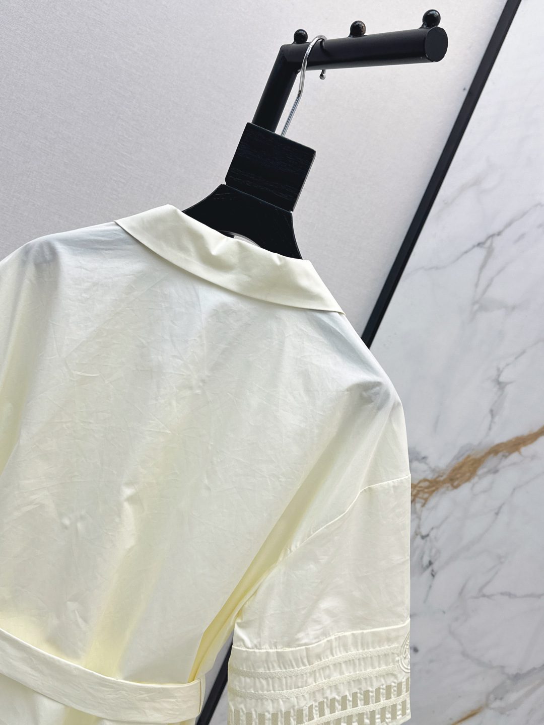 Luxury Cotton Shirt Jacket with Textured Sleeves