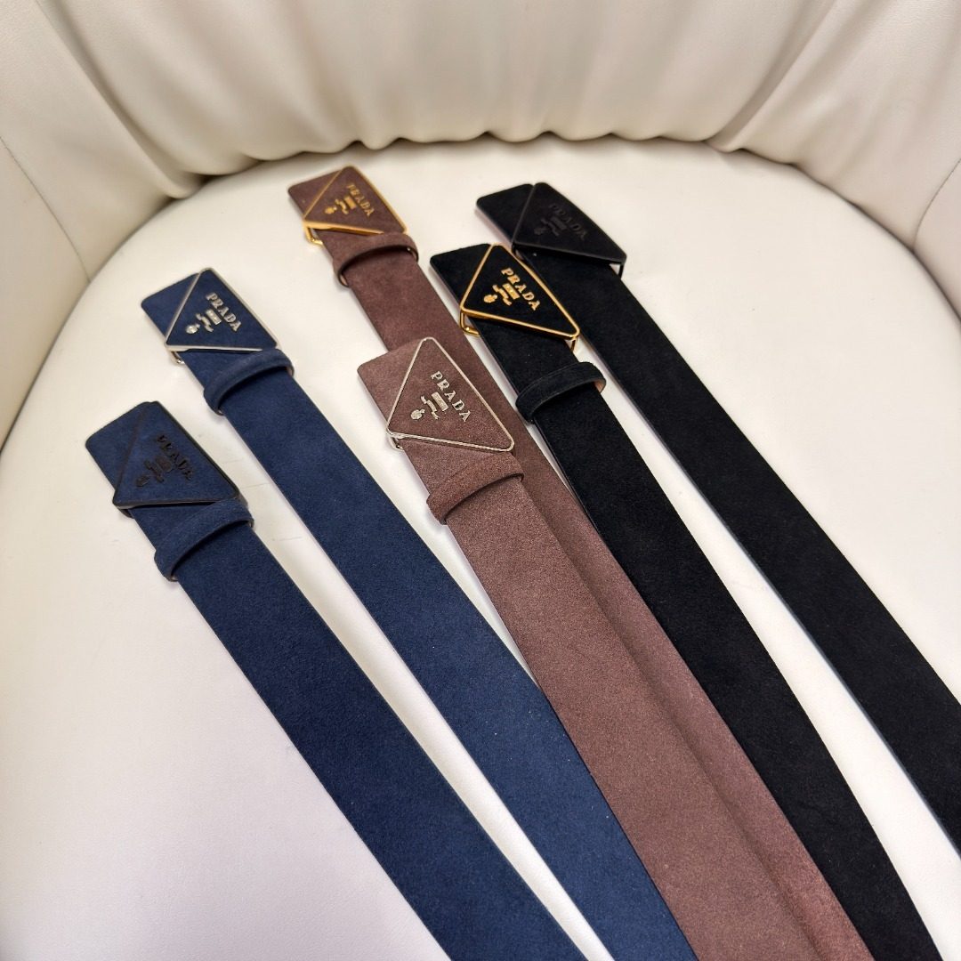 Prada Triangle Logo Fabric Belts Collection