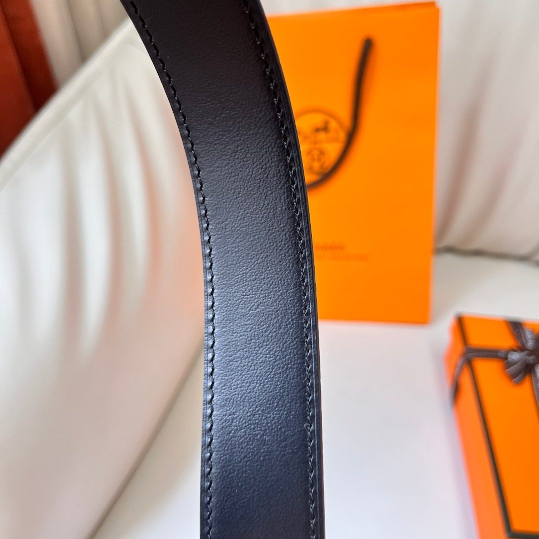 Hermès Reversible Leather Belt Black