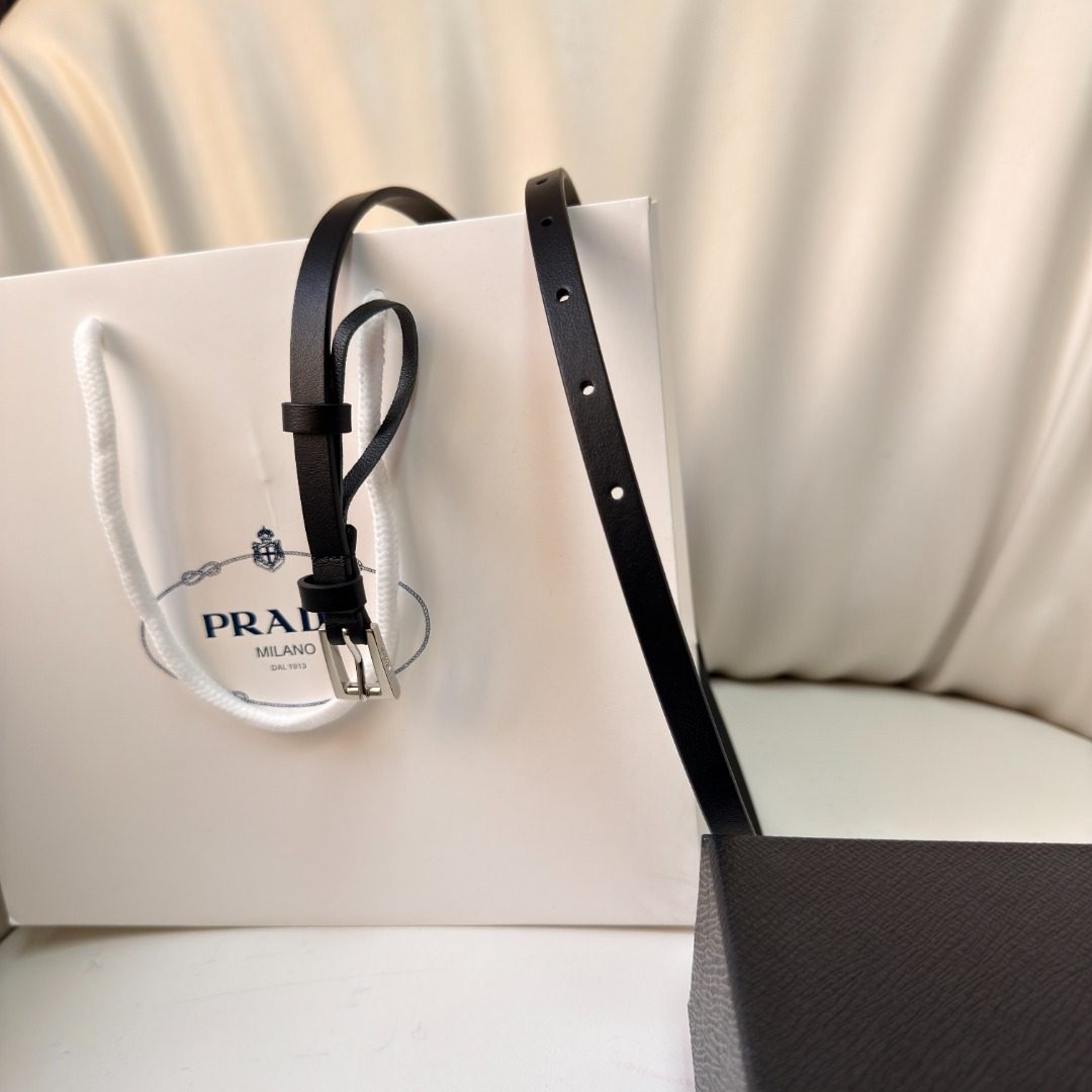 Prada Milano Black Leather Belt