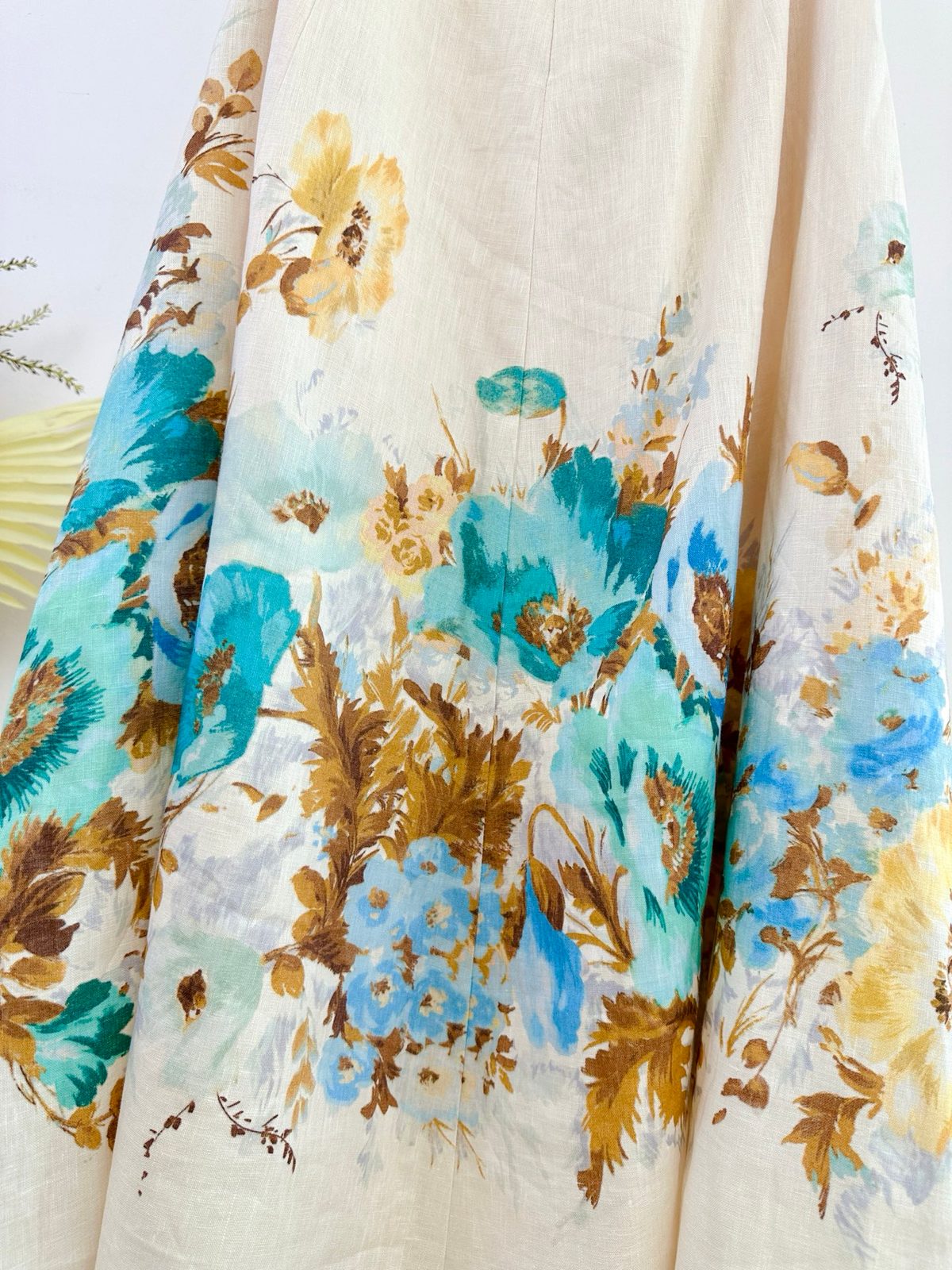 Linen Floral Print Shirt Dress