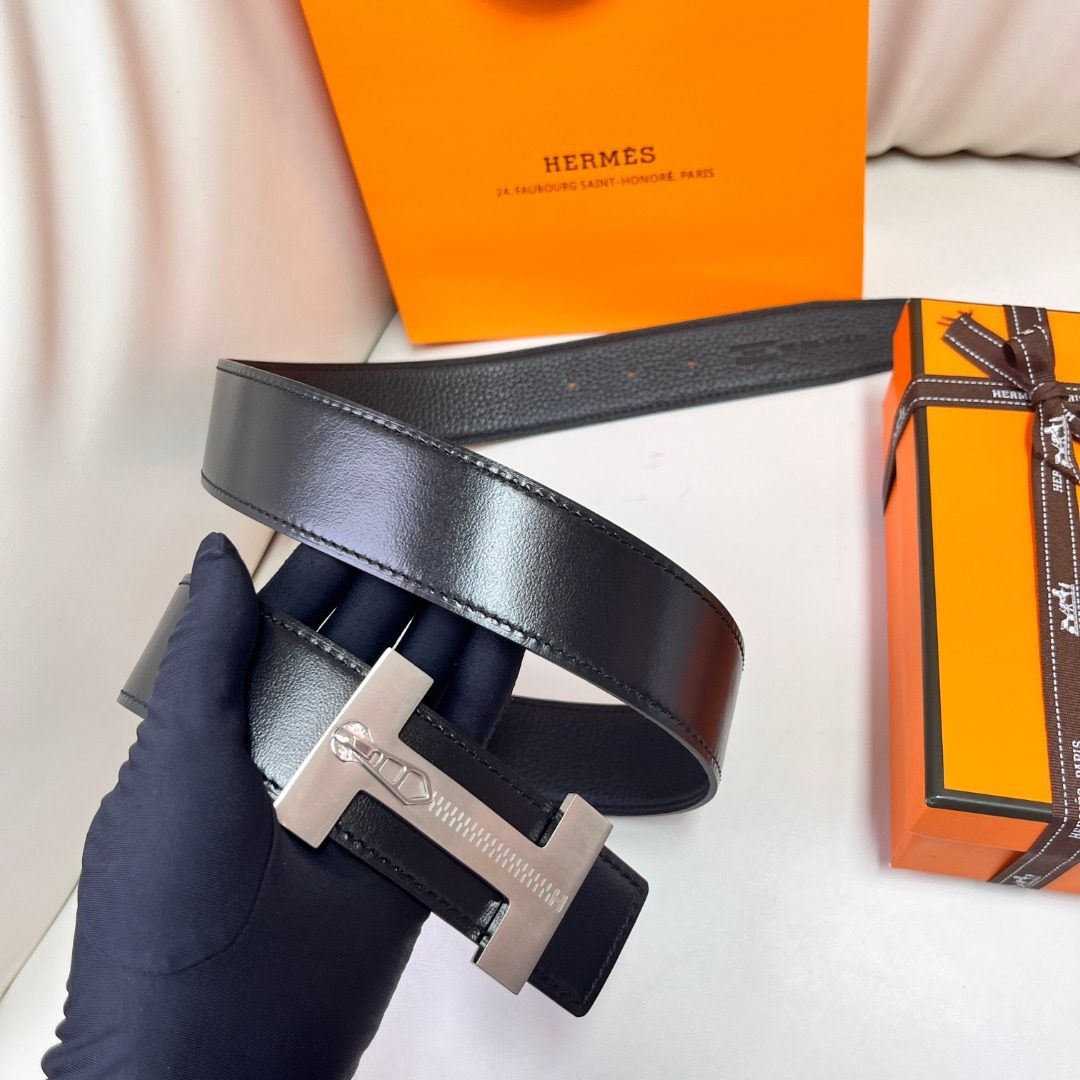 Hermès H Buckle Reversible Leather Belt