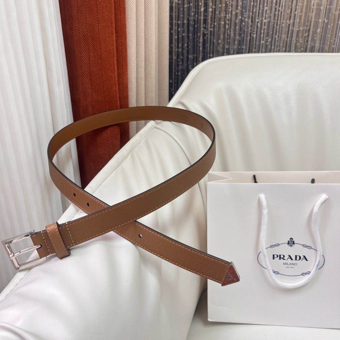 Prada Saffiano Leather Belt Tan