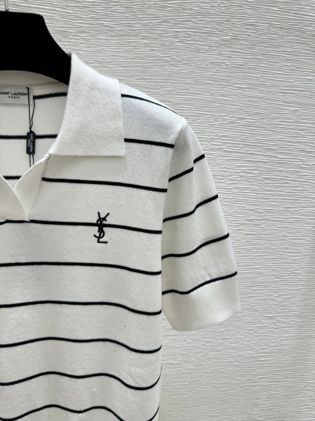 Saint Laurent Paris Striped Polo Shirt
