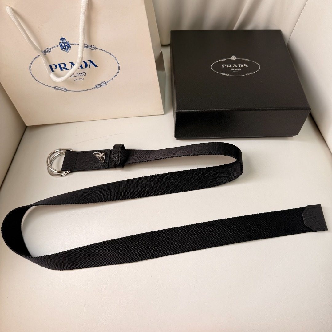 Prada Black Nylon Web Belt