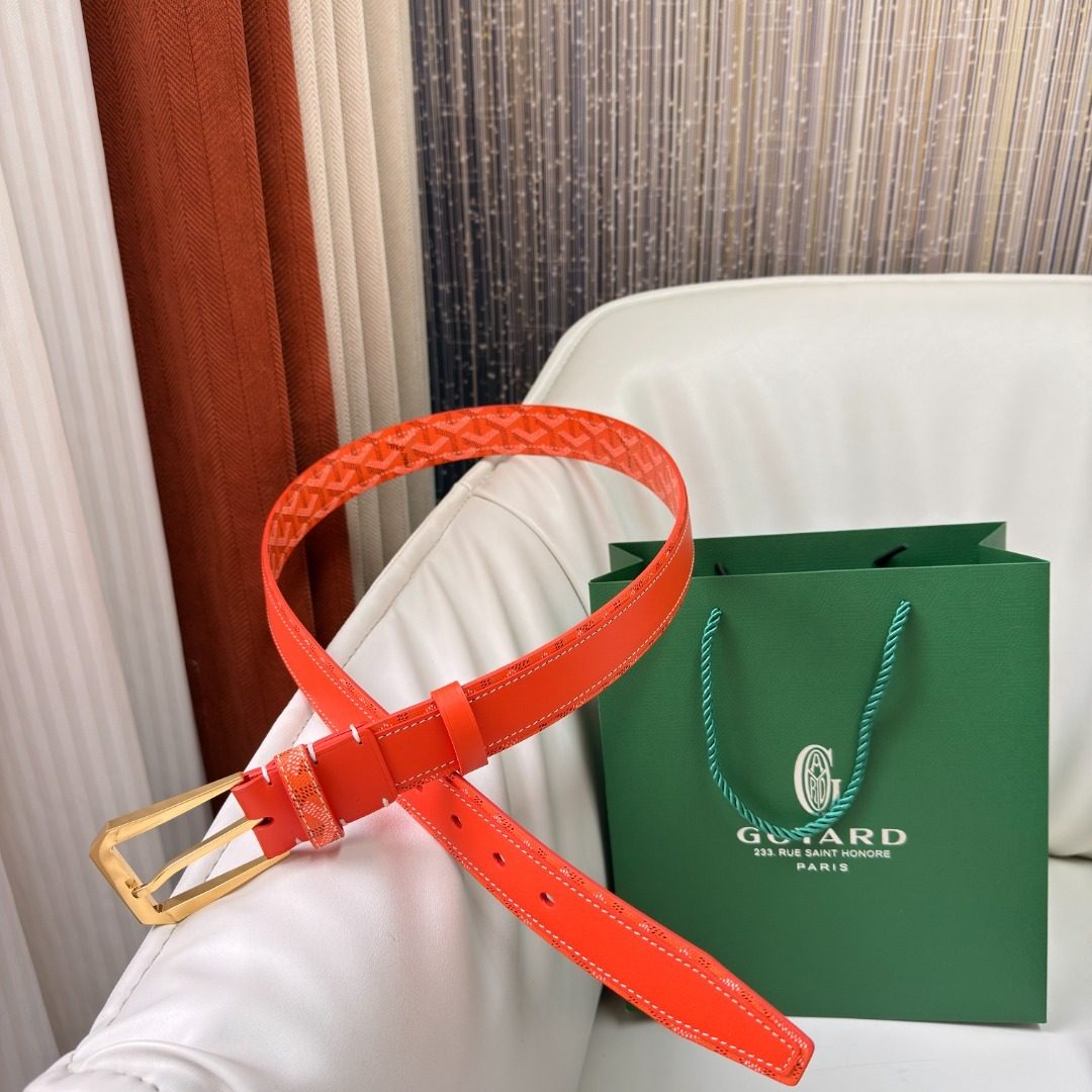 Guisard Orange Leather Textured Belt