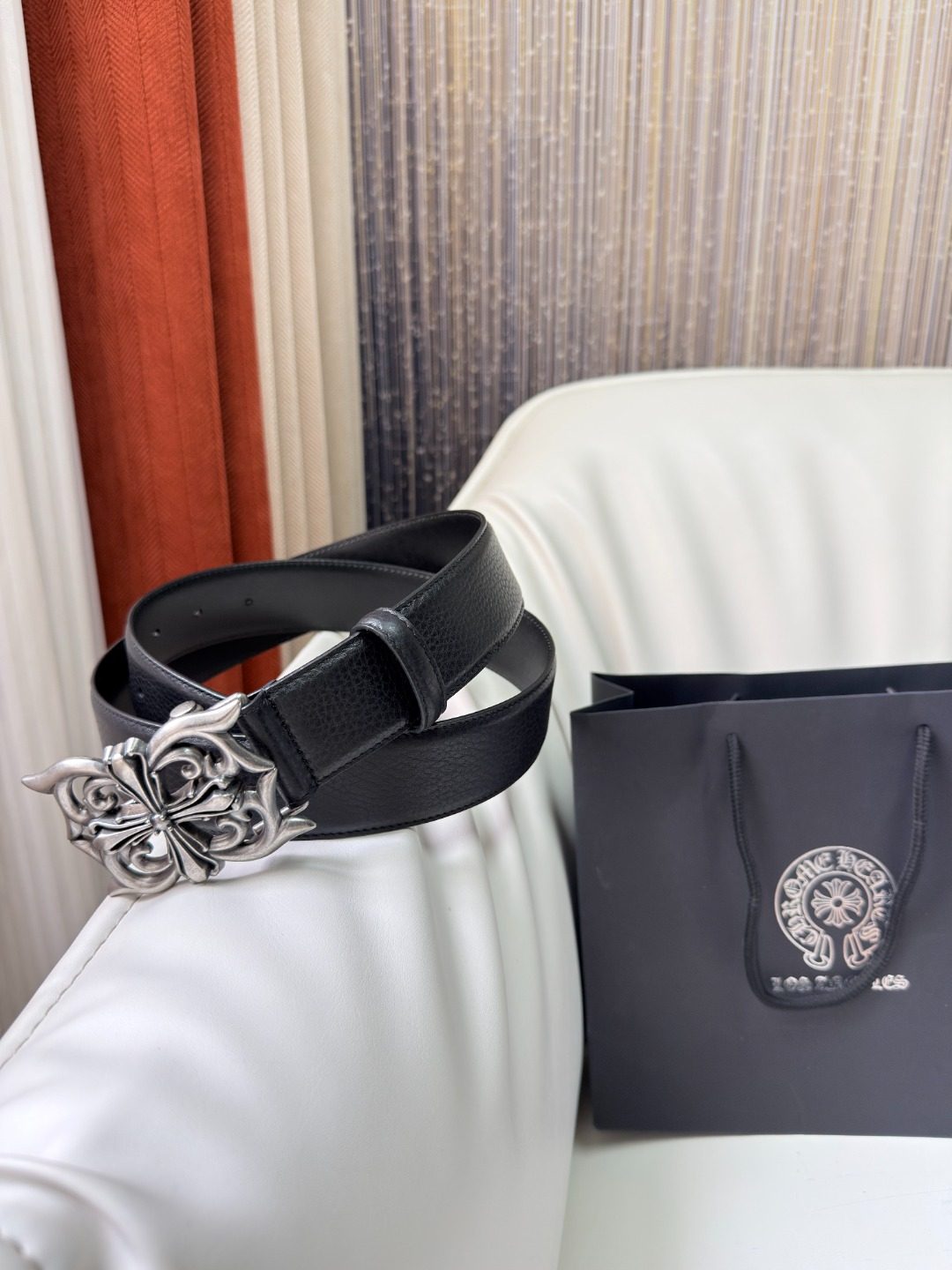 Chrome Hearts Ornate Cross Leather Belt
