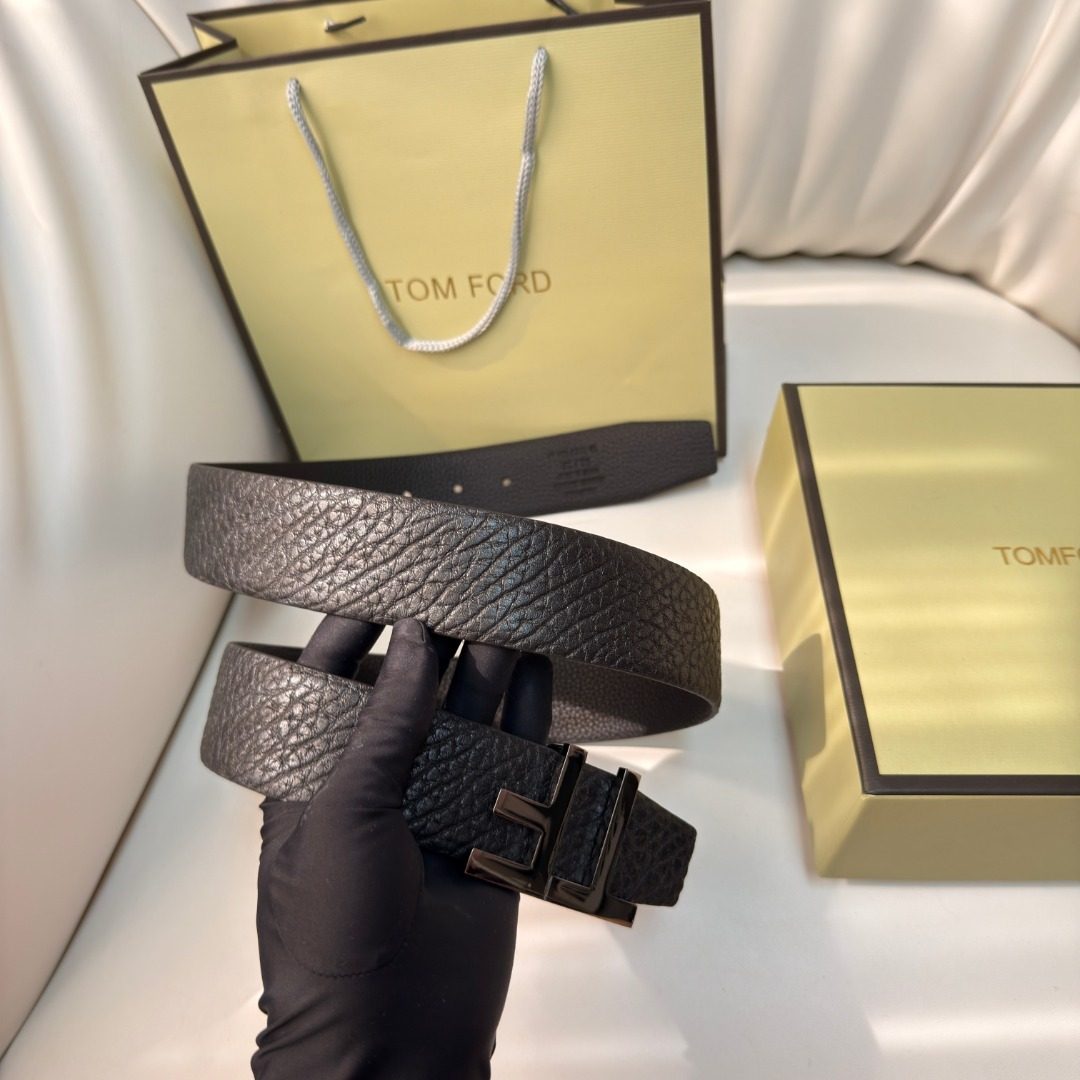 Tom Ford Black Leather Belt with Buckle