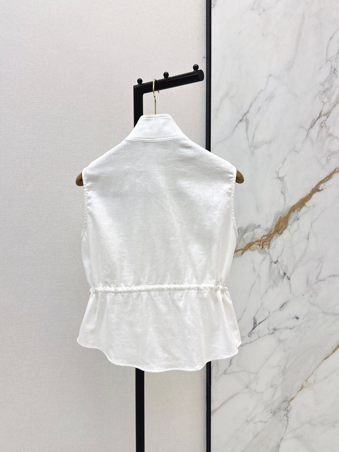 White Linen Utility Vest with Cargo Pockets