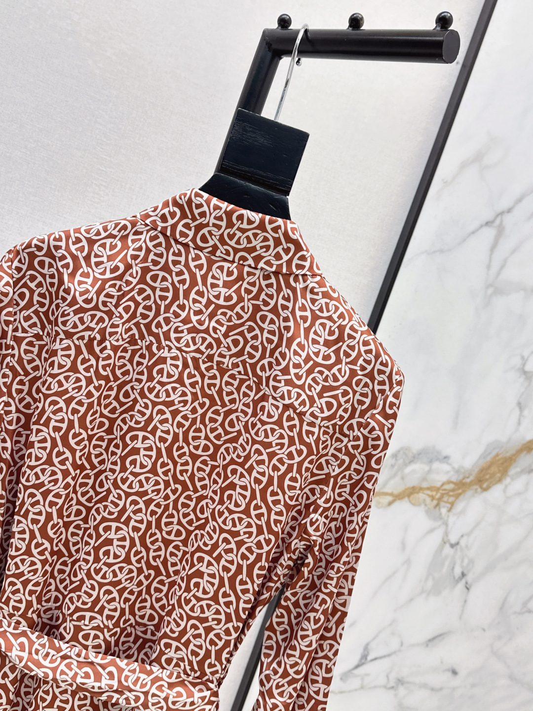 Burberry Monogram Print Long Sleeve Midi Dress