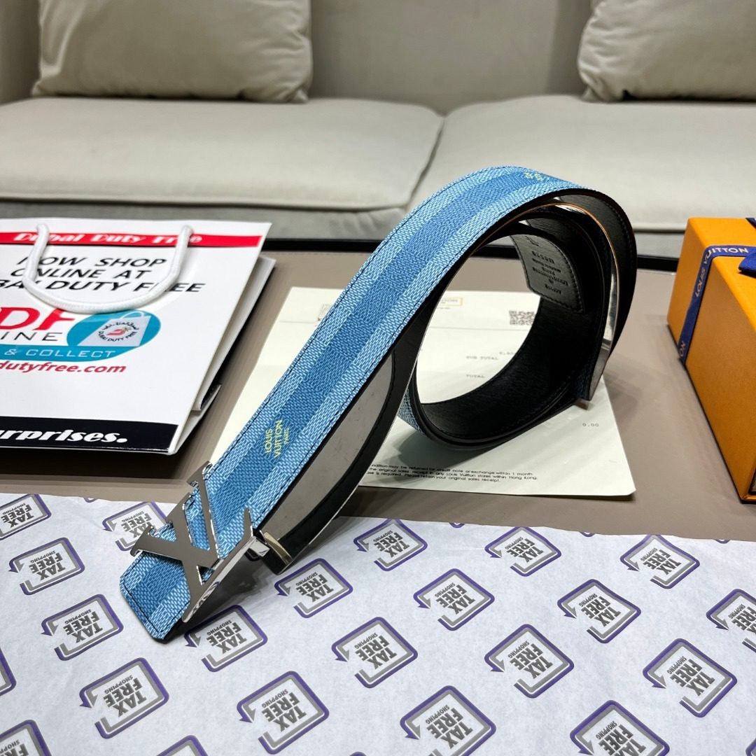 Louis Vuitton Damier Azur Canvas Leather Belt