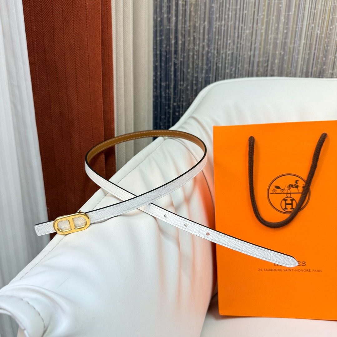 Hermès Reversible Leather Belt White