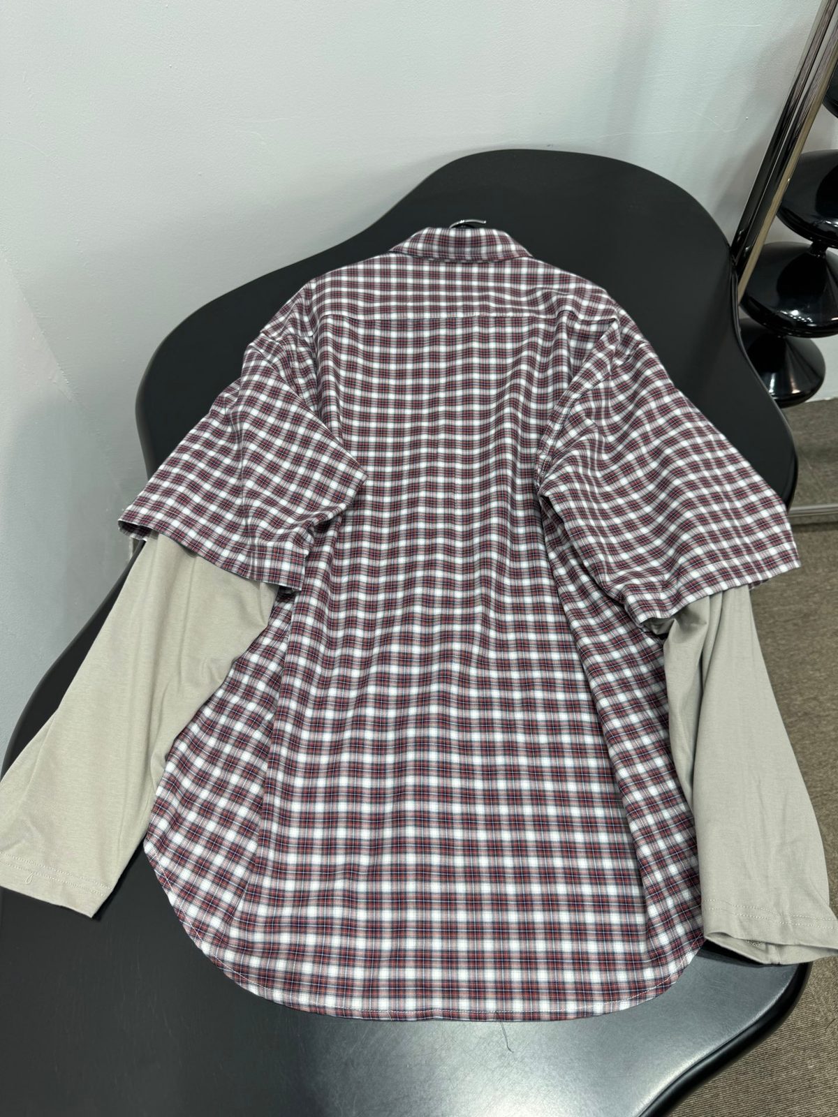 Burgundy Gingham Button-Up Shirt