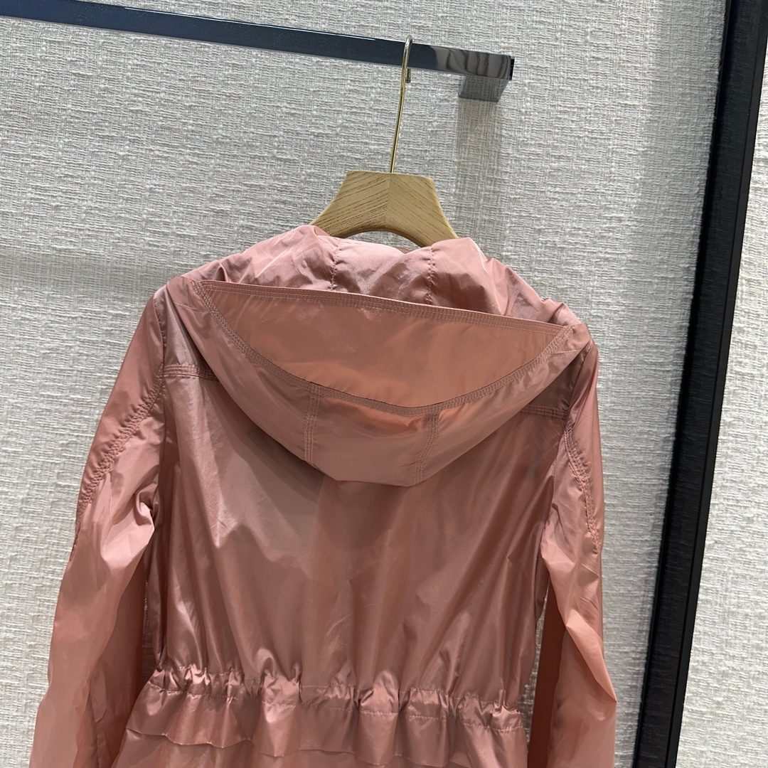 Pink Nylon Hooded Windbreaker Jacket