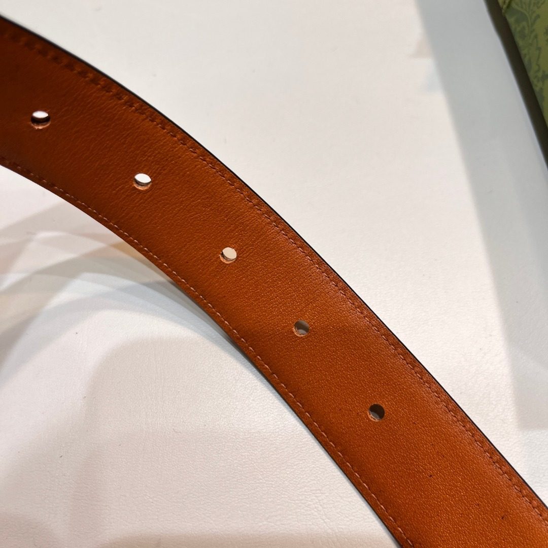 Gucci Leather Belt with Gold Buckle