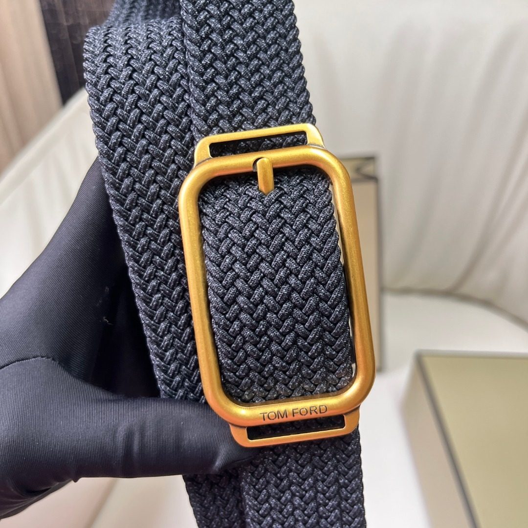 Tom Ford Canvas Belt with Gold Buckle