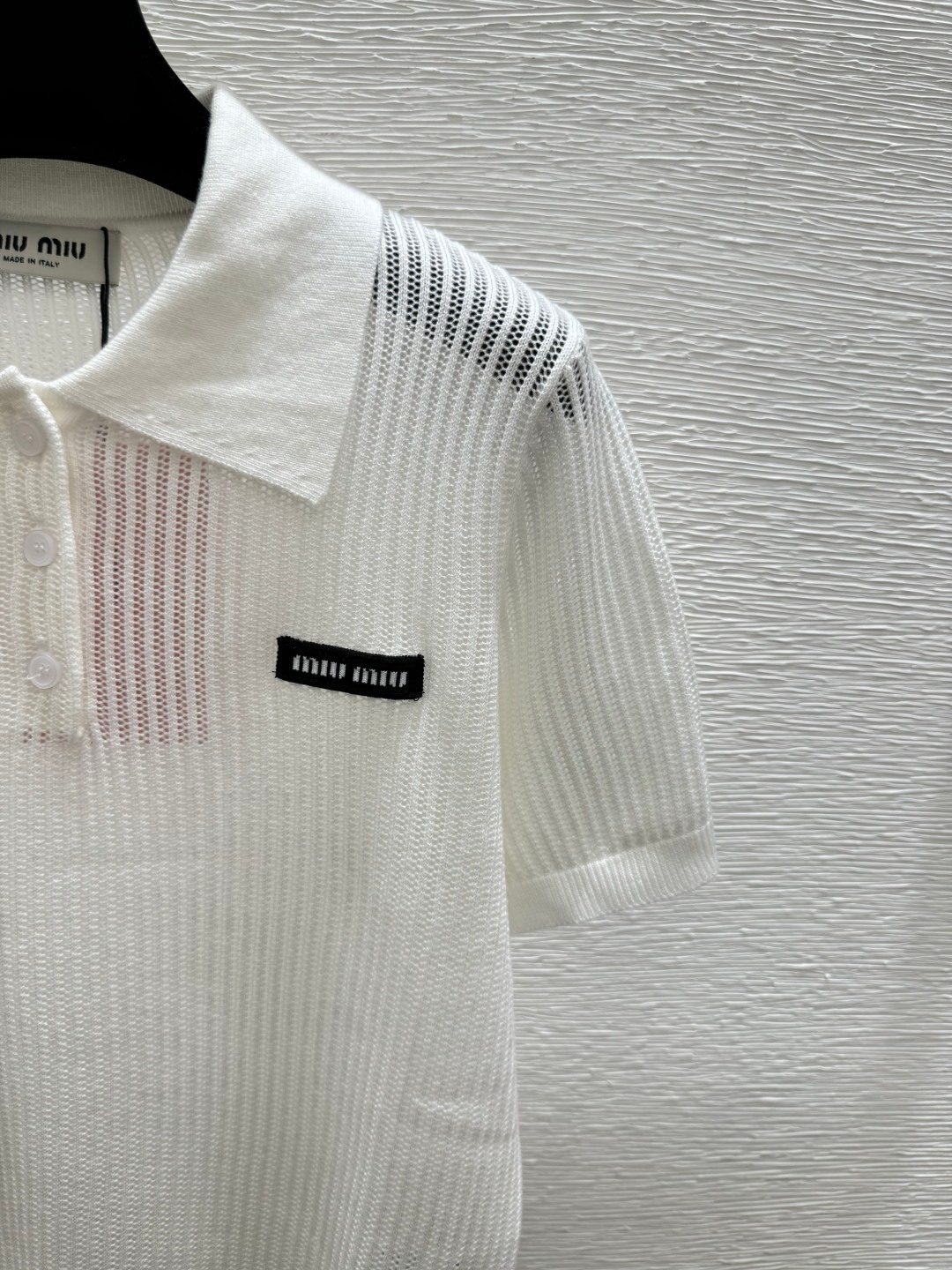 Miu Miu White Knit Polo Shirt