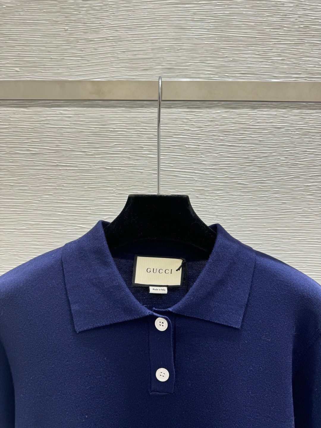 Gucci Navy Polo Shirt with Stripe Trim