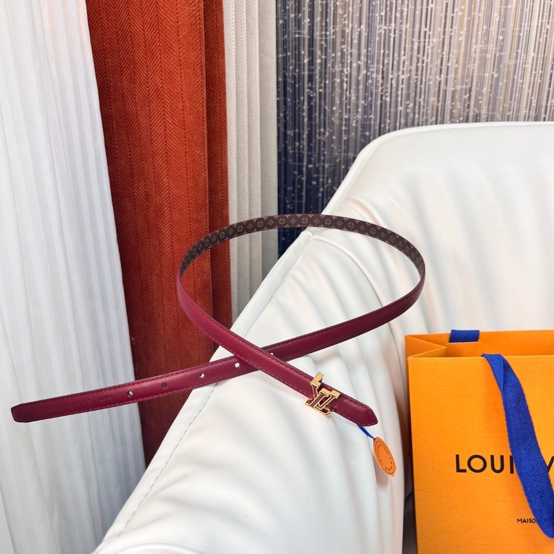 Louis Vuitton Monogram Leather Belt Burgundy