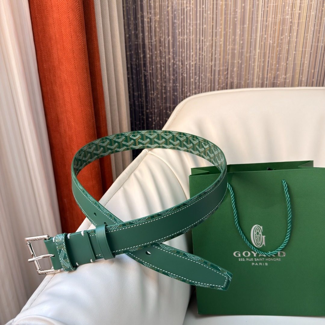 Goyard Canvas Leather Belt Green