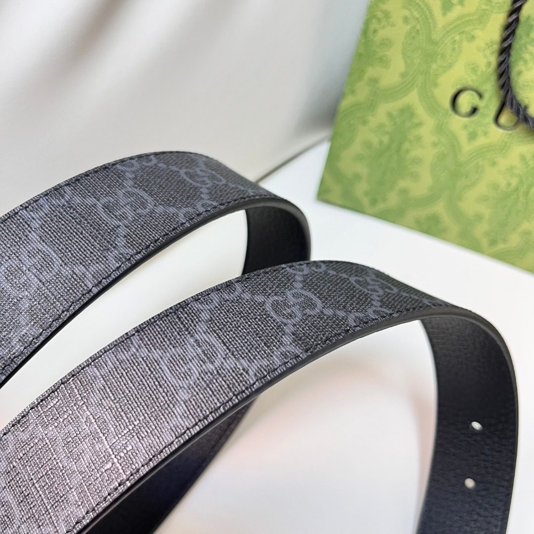 Gucci GG Canvas Leather Belt