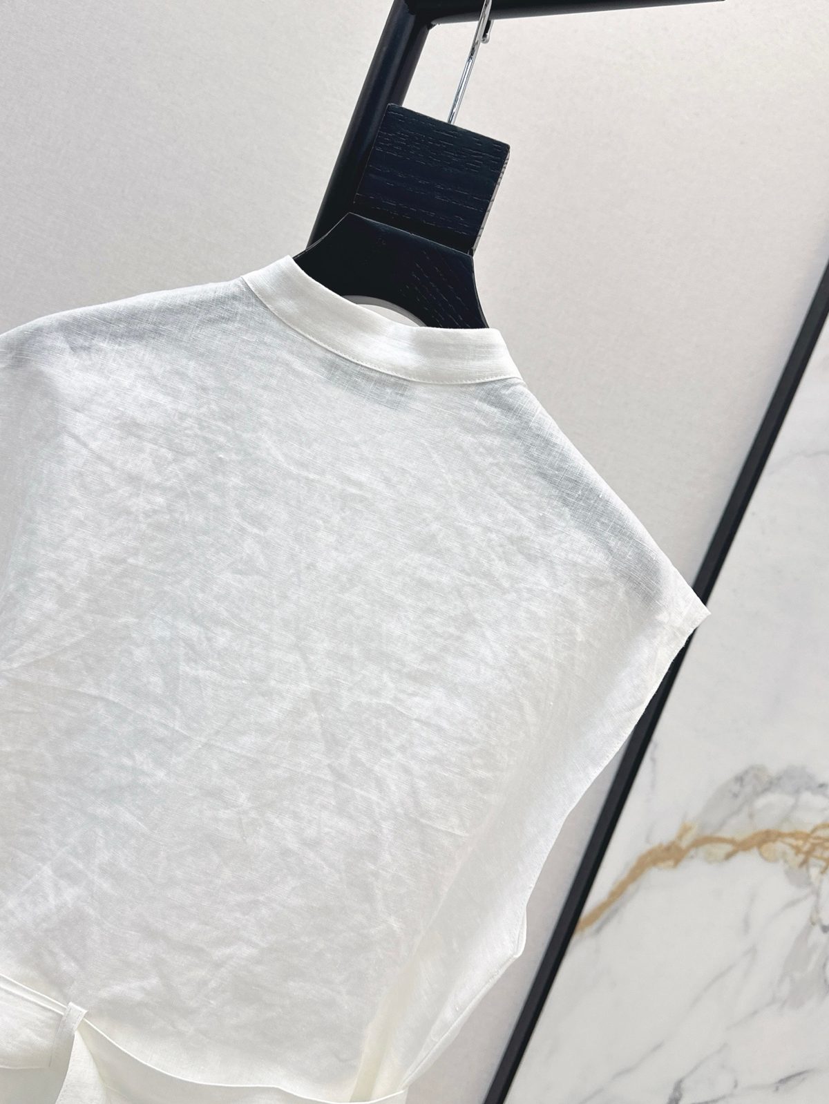 Linen Sleeveless Belted Shirt Vest