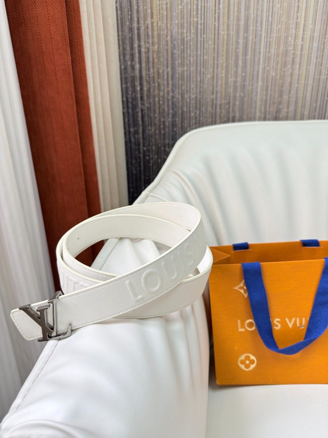 Louis Vuitton White Leather Belt
