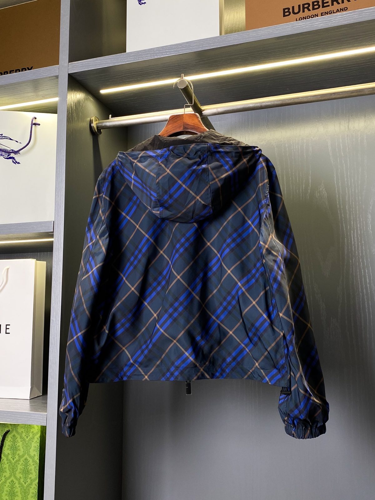 Burberry Plaid Hooded Windbreaker Jacket
