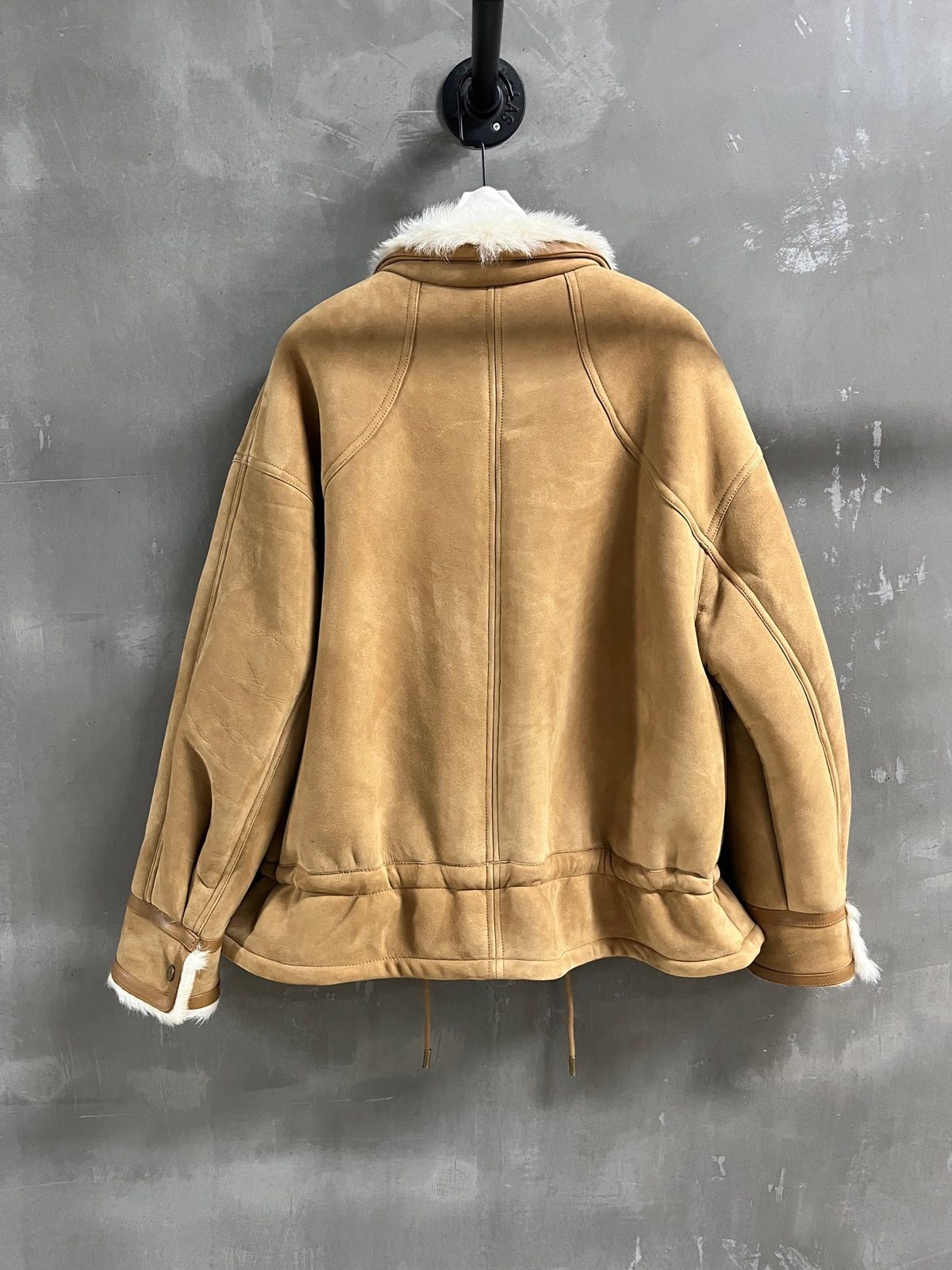 Camel Suede Sherpa-Lined Jacket