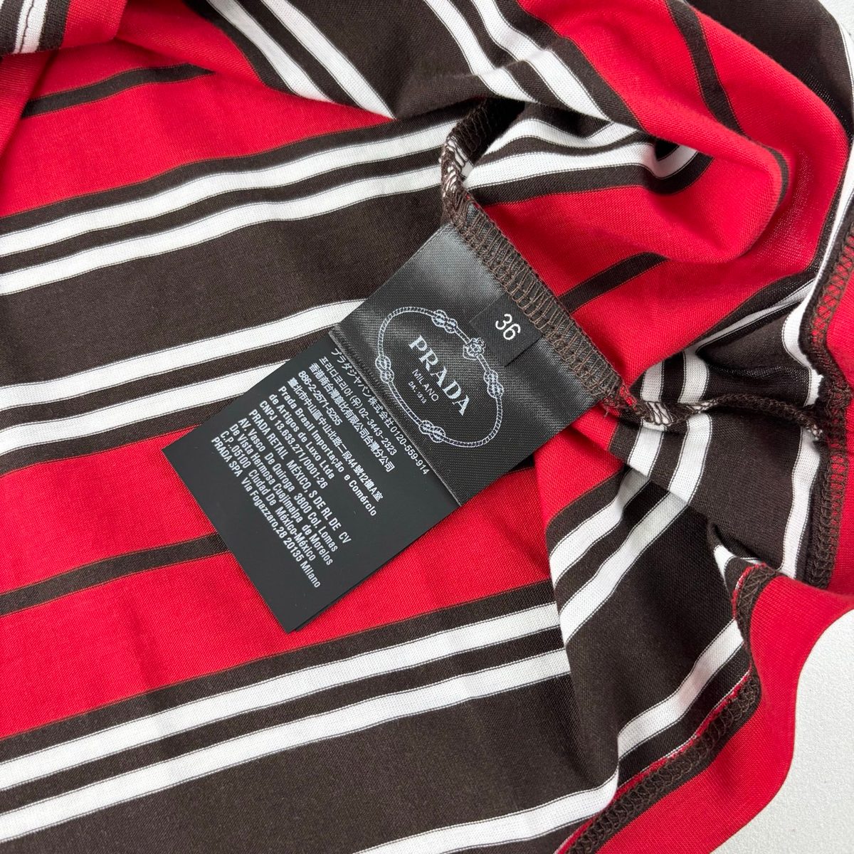Prada Red Striped Short Sleeve Polo Shirt