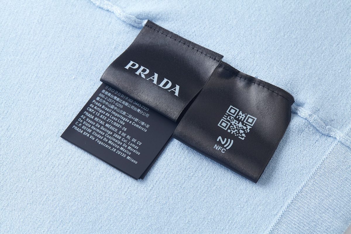 Prada High Collar Short Sleeve Knit Shirt