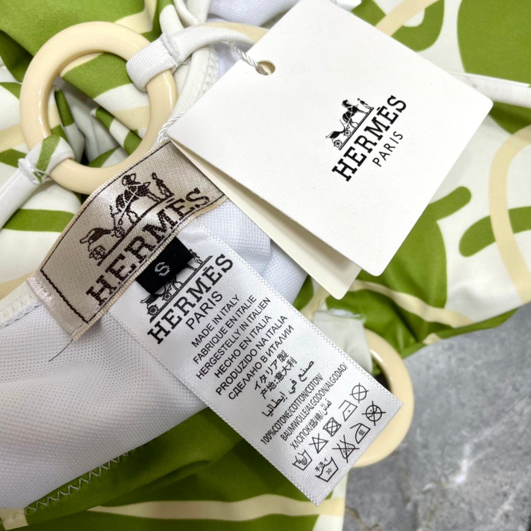 Hermès Silk Leaf Print One-Piece Swimsuit