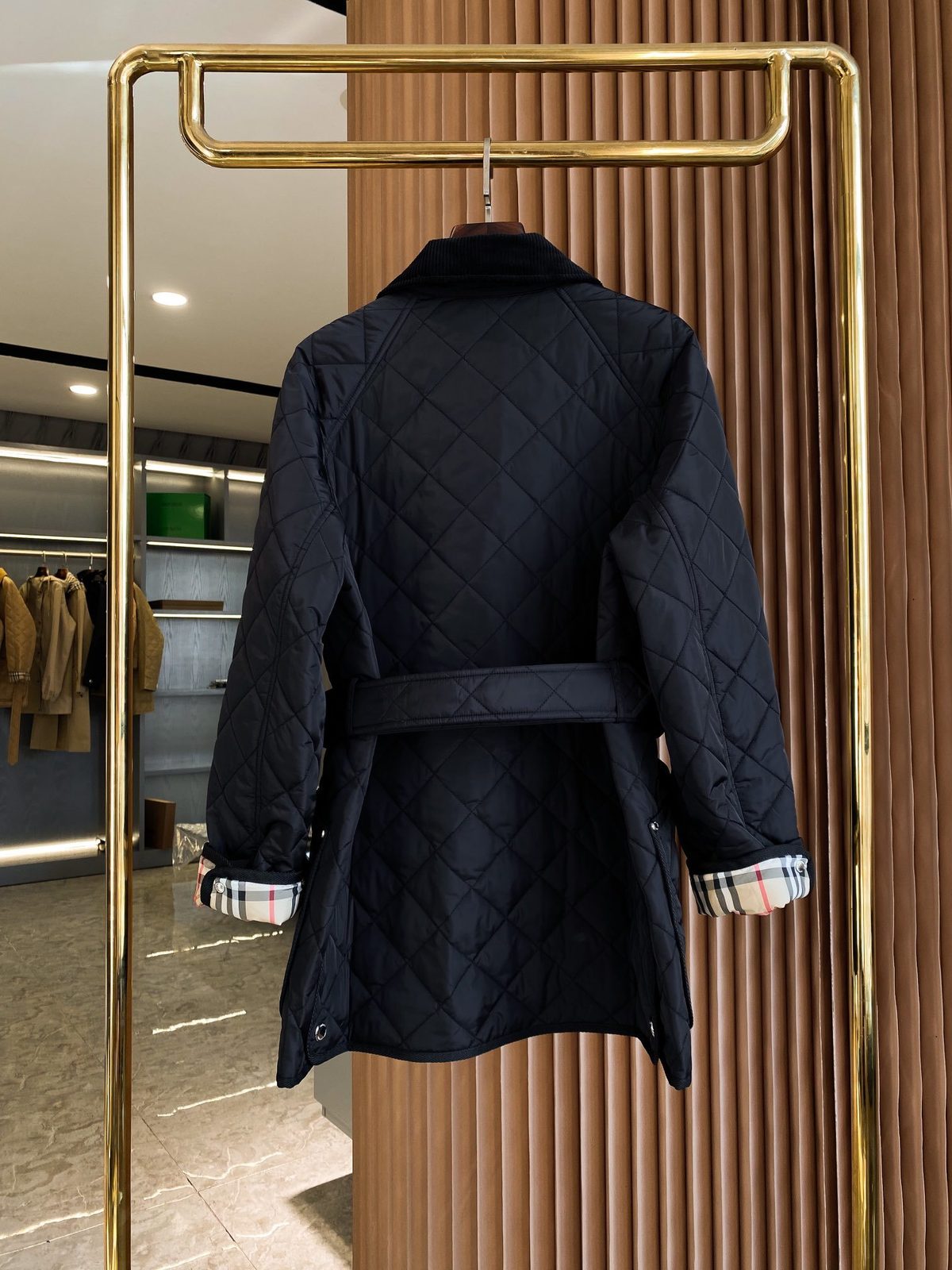 Burberry Quilted Belted Jacket Black