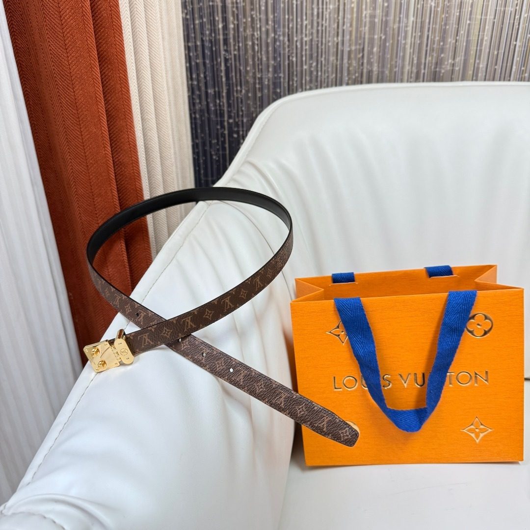 Louis Vuitton Monogram Canvas Belt with Gold Buckle