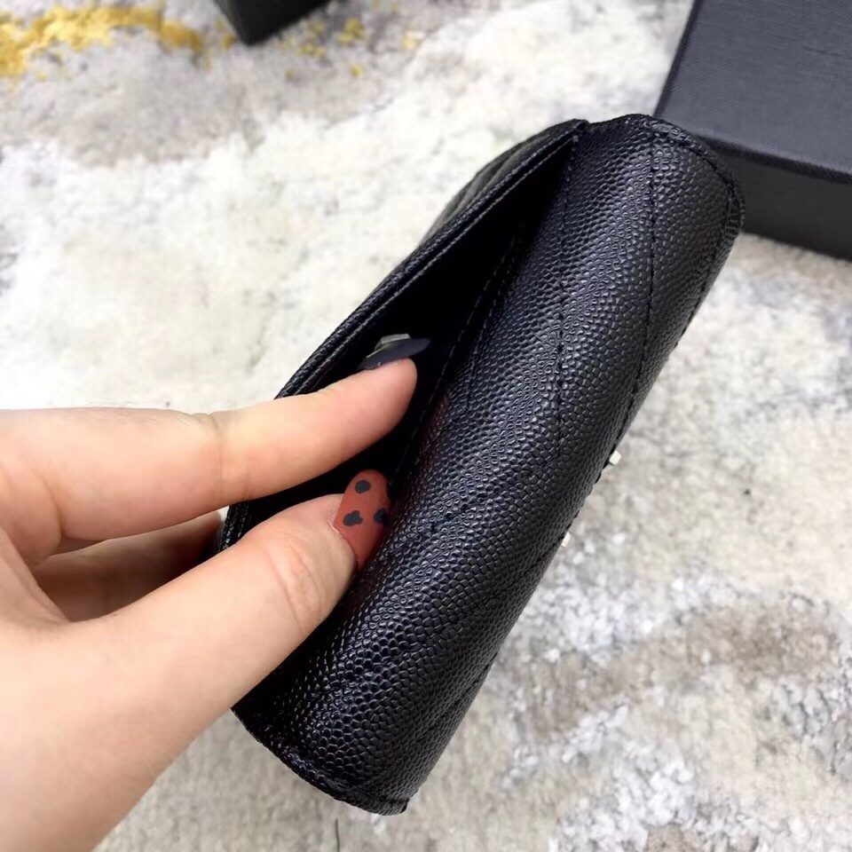 Saint Laurent Black Leather Compact Wallet