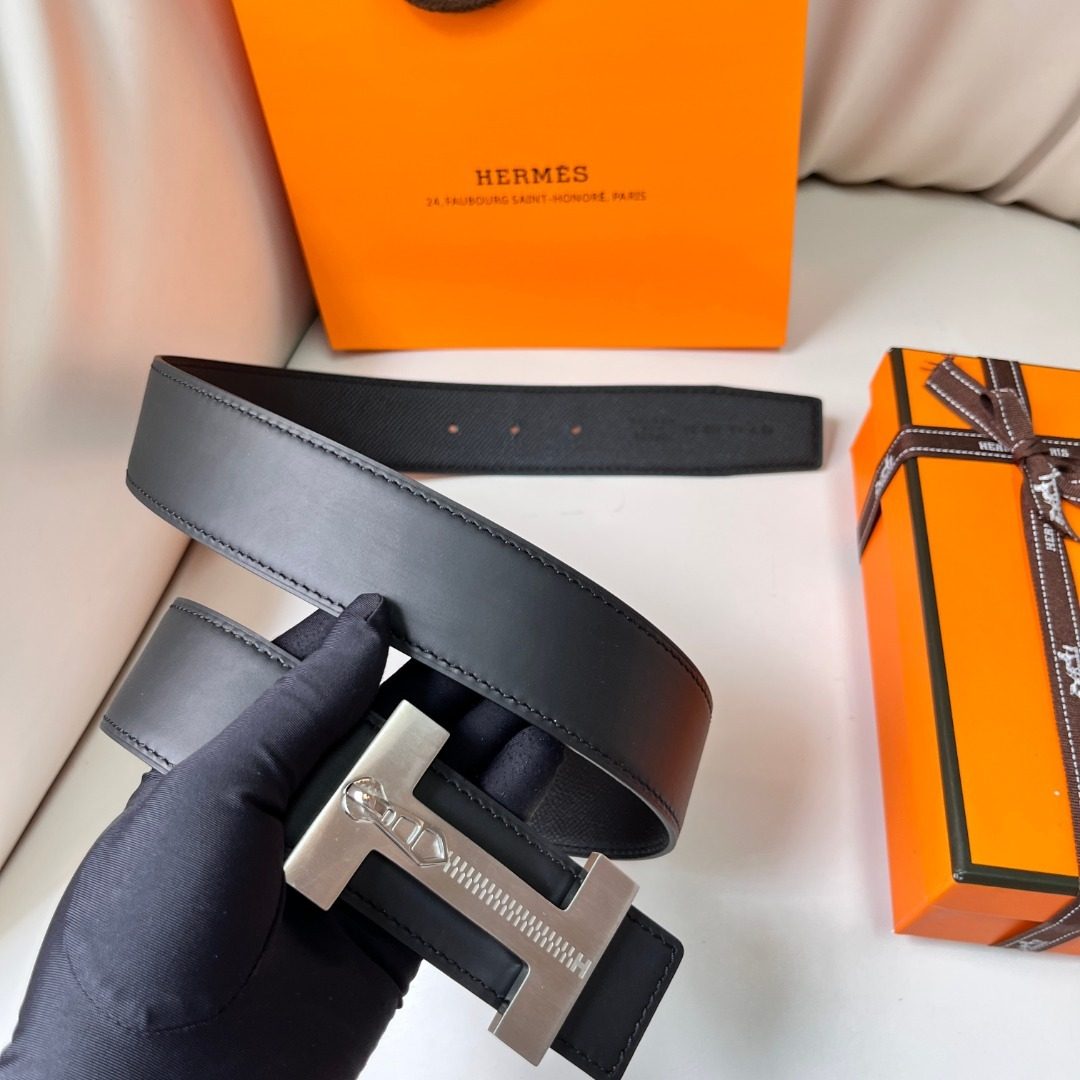 Hermès H Buckle Reversible Leather Belt