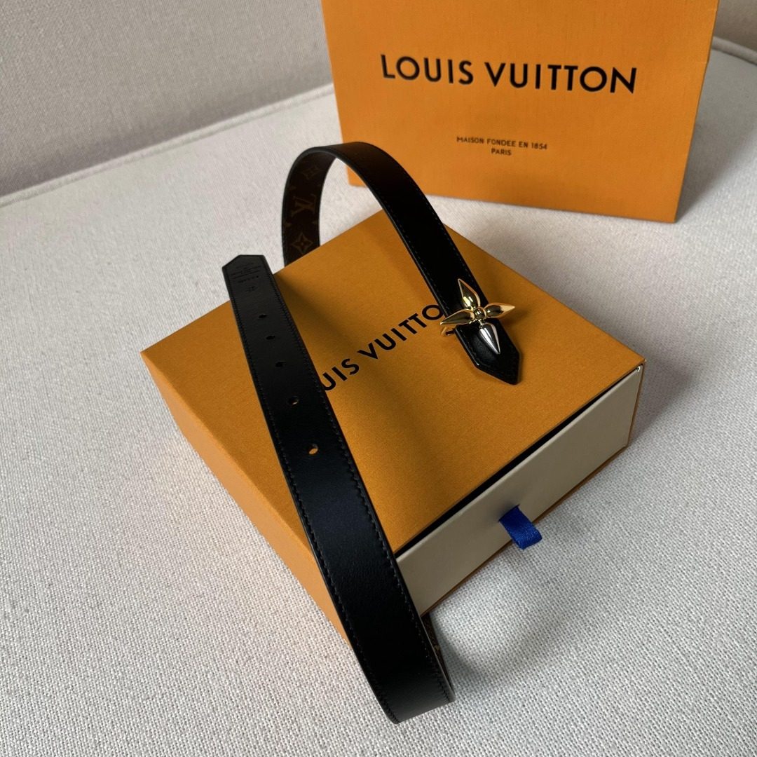 Louis Vuitton Monogram Leather Belt with Star Buckle