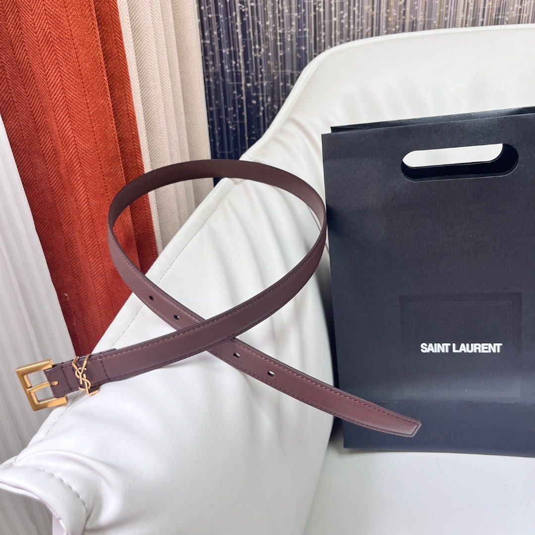 Saint Laurent Burgundy Leather Belt