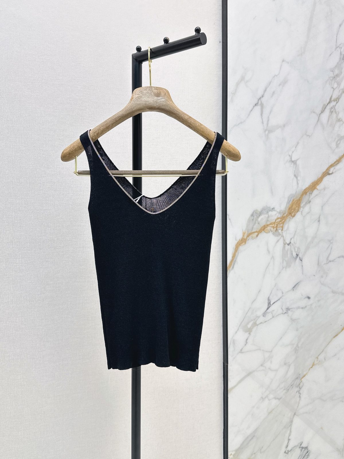 Black Ribbed Knit Tank Top