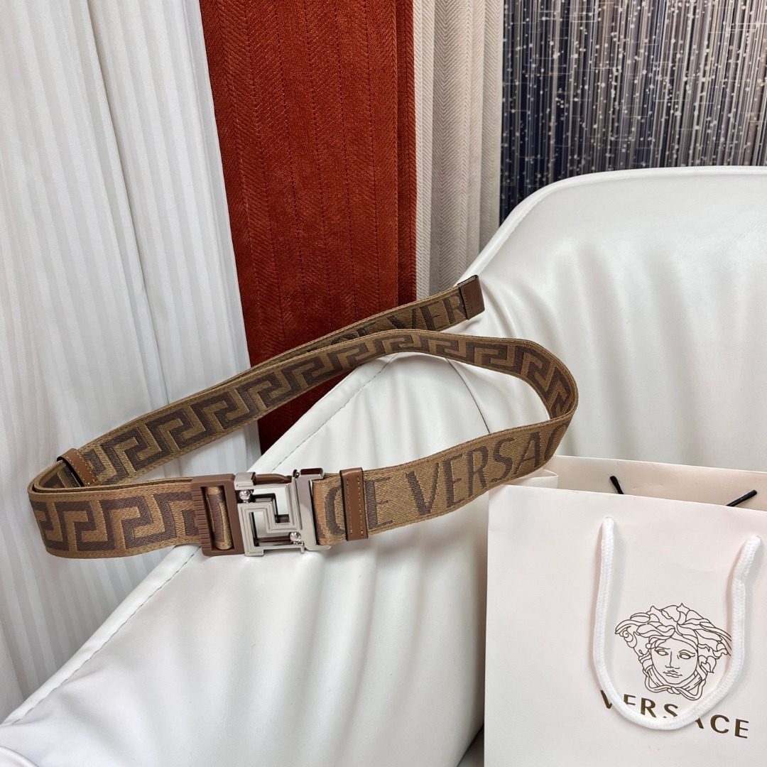 Versace Greca Monogram Canvas Belt
