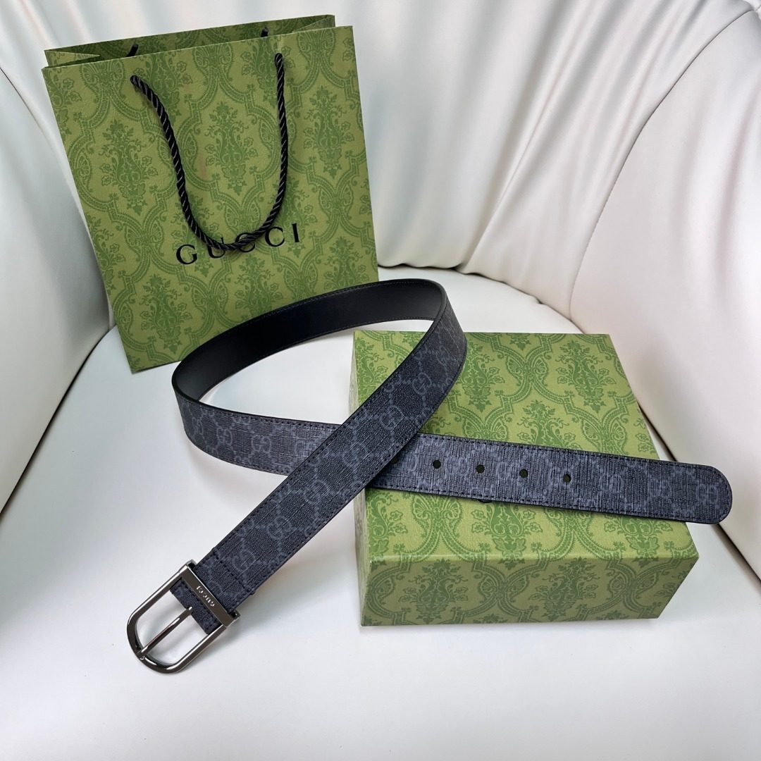 Gucci GG Canvas Leather Belt