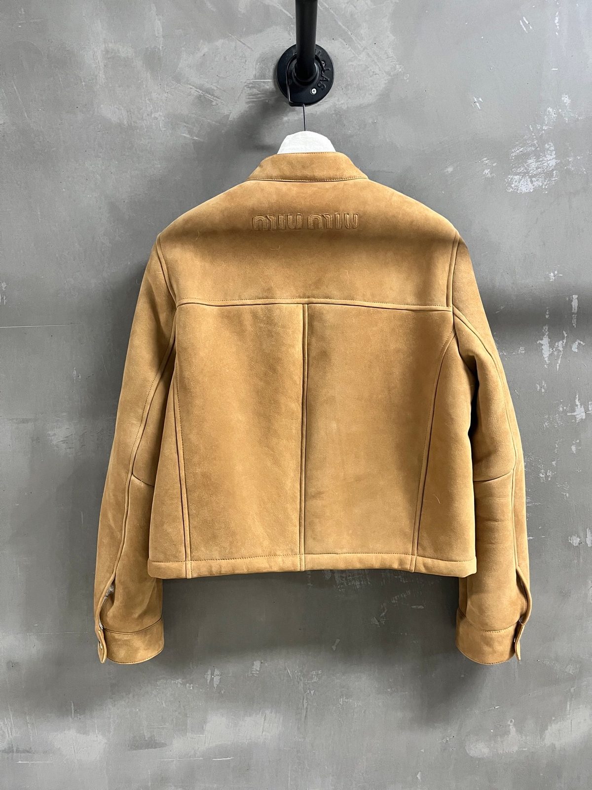 Miu Miu Camel Suede Cropped Jacket