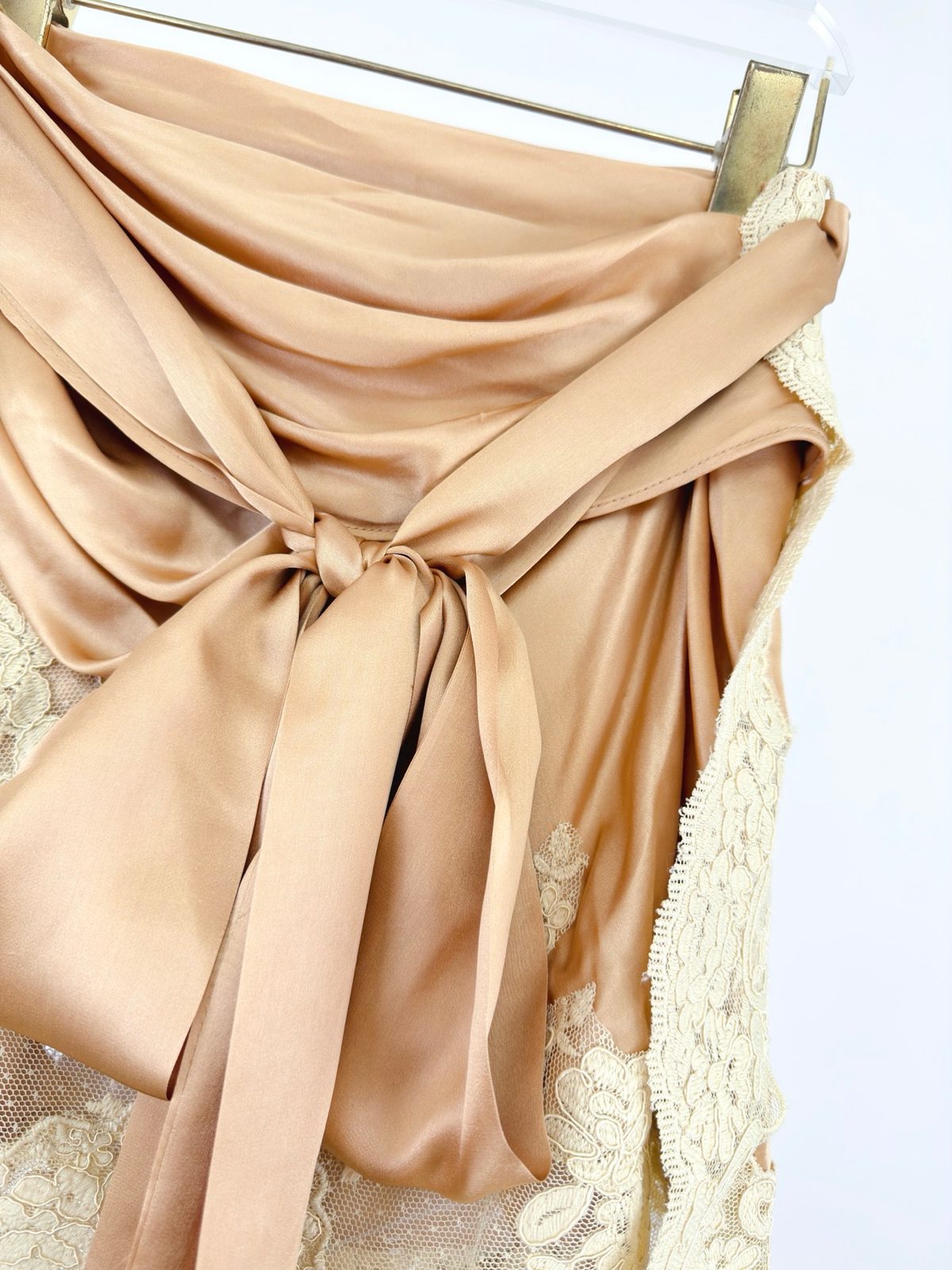Silk Chiffon Wrap Skirt with Lace Trim