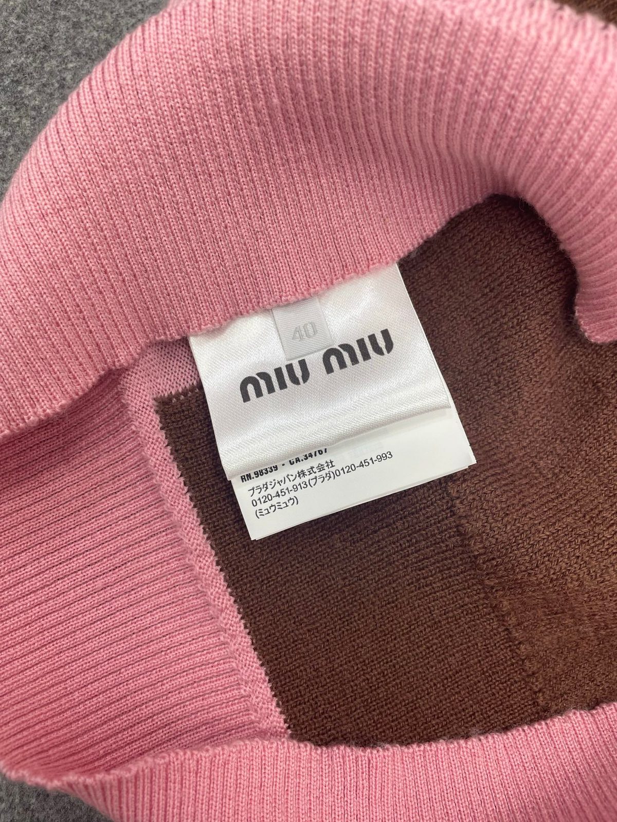 Miu Miu Color Block Wool Knit Polo Sweater