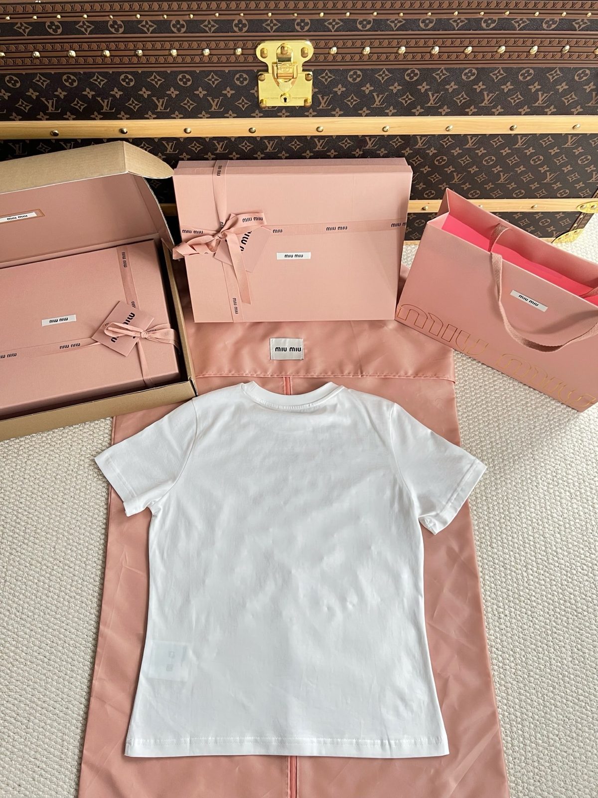 Miu Miu Crystal Embellished White T-Shirt